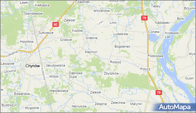 mapa Dobiecin gmina Chynów, Dobiecin gmina Chynów na mapie Targeo