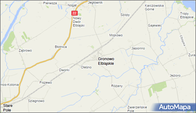 mapa Gronowo Elbląskie, Gronowo Elbląskie na mapie Targeo