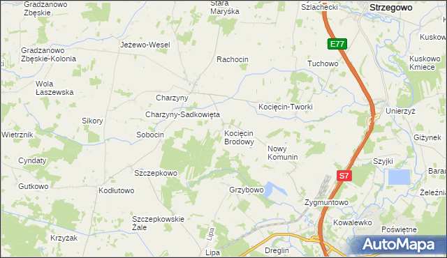 mapa Kocięcin Brodowy, Kocięcin Brodowy na mapie Targeo