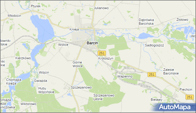 mapa Krotoszyn gmina Barcin, Krotoszyn gmina Barcin na mapie Targeo