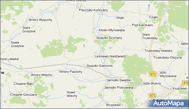mapa Leśniewo-Niedźwiedź, Leśniewo-Niedźwiedź na mapie Targeo