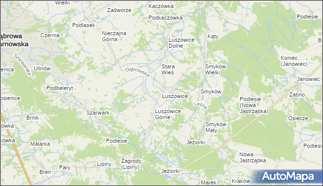 mapa Luszowice gmina Radgoszcz, Luszowice gmina Radgoszcz na mapie Targeo