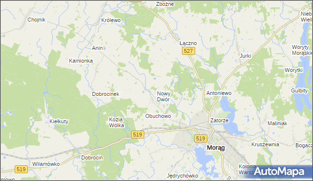 mapa Nowy Dwór gmina Morąg, Nowy Dwór gmina Morąg na mapie Targeo