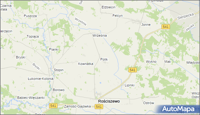 mapa Polik gmina Rościszewo, Polik gmina Rościszewo na mapie Targeo