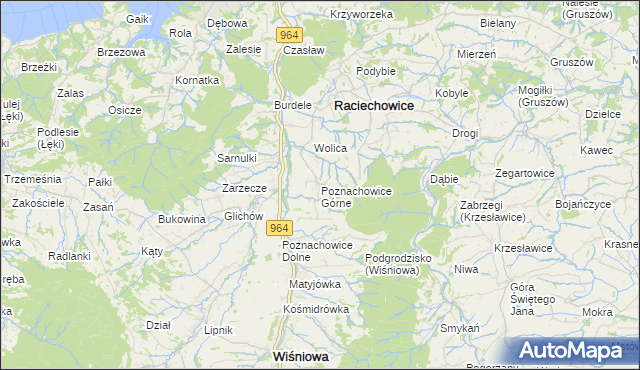 mapa Poznachowice Górne, Poznachowice Górne na mapie Targeo