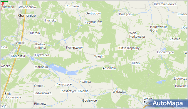 mapa Wąglin, Wąglin na mapie Targeo