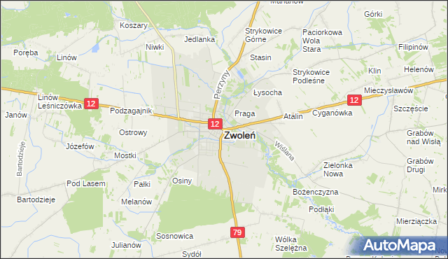 mapa Zwoleń, Zwoleń na mapie Targeo