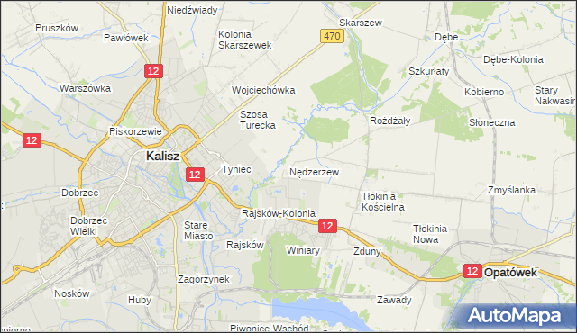 mapa Nędzerzew gmina Opatówek, Nędzerzew gmina Opatówek na mapie Targeo