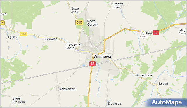 mapa Wschowa, Wschowa na mapie Targeo