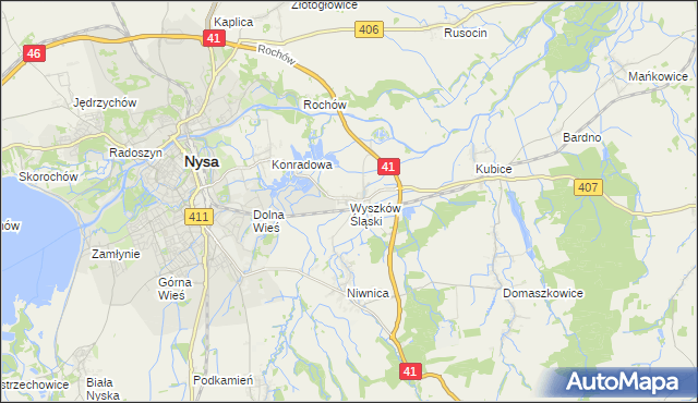 mapa Wyszków Śląski, Wyszków Śląski na mapie Targeo