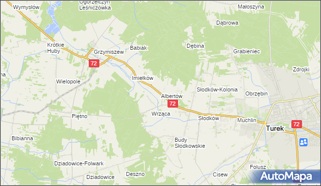 mapa Albertów gmina Turek, Albertów gmina Turek na mapie Targeo