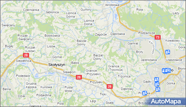 mapa Bączal Dolny, Bączal Dolny na mapie Targeo