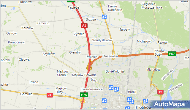 mapa Bąkowiec gmina Grabica, Bąkowiec gmina Grabica na mapie Targeo