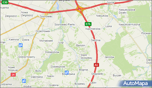 mapa Bartolin, Bartolin na mapie Targeo