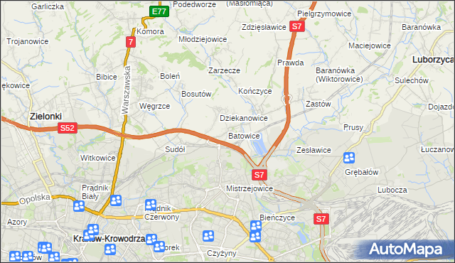 mapa Batowice, Batowice na mapie Targeo