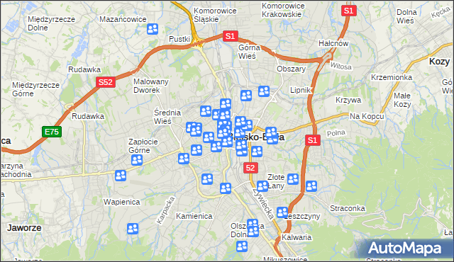 mapa Bielsko-Białej, Bielsko-Biała na mapie Targeo