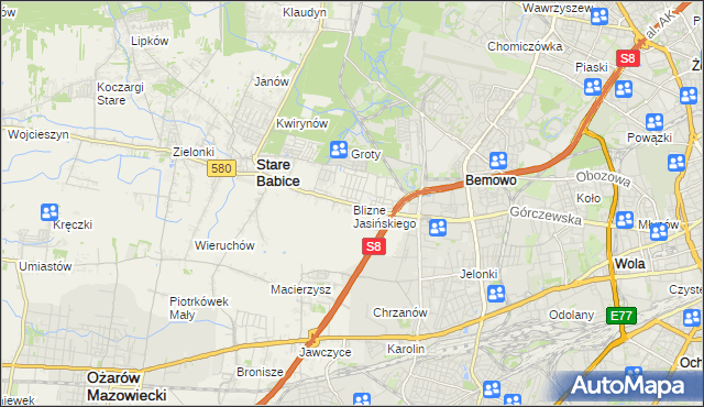 mapa Blizne Jasińskiego, Blizne Jasińskiego na mapie Targeo