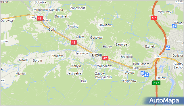 mapa Bliżyn, Bliżyn na mapie Targeo