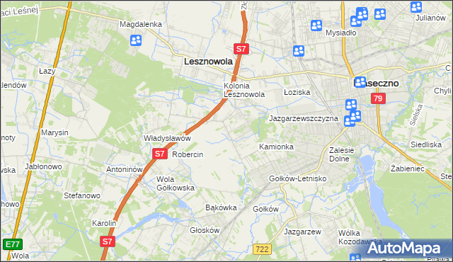 mapa Bobrowiec gmina Piaseczno, Bobrowiec gmina Piaseczno na mapie Targeo