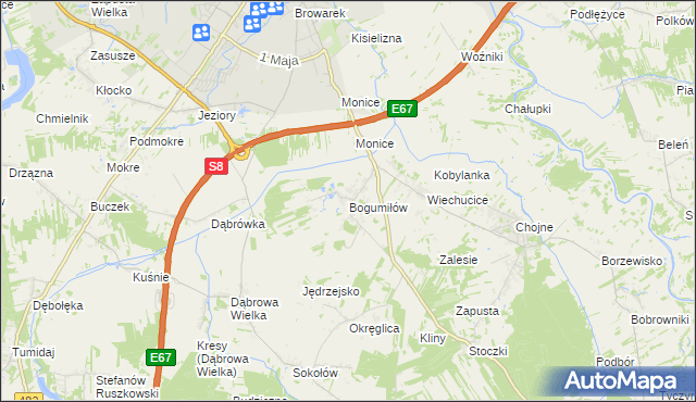 mapa Bogumiłów gmina Sieradz, Bogumiłów gmina Sieradz na mapie Targeo