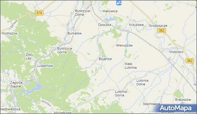 mapa Bojanice gmina Świdnica, Bojanice gmina Świdnica na mapie Targeo