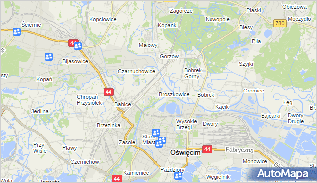 mapa Broszkowice, Broszkowice na mapie Targeo