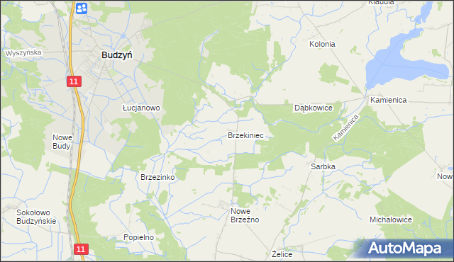 mapa Brzekiniec, Brzekiniec na mapie Targeo
