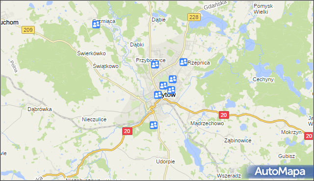 mapa Bytów, Bytów na mapie Targeo