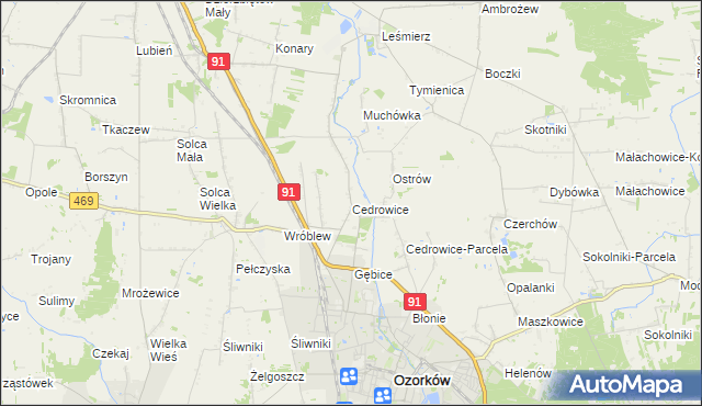 mapa Cedrowice, Cedrowice na mapie Targeo