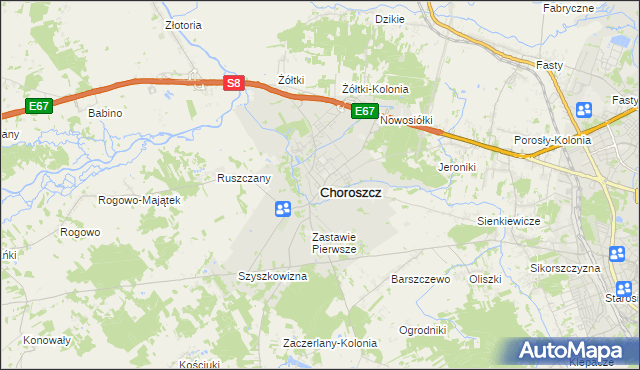 mapa Choroszcz, Choroszcz na mapie Targeo