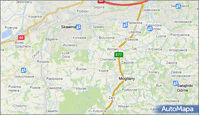 mapa Chorowice, Chorowice na mapie Targeo