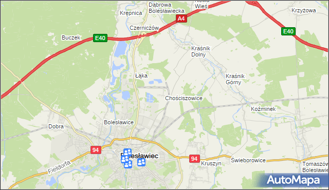 mapa Chościszowice, Chościszowice na mapie Targeo