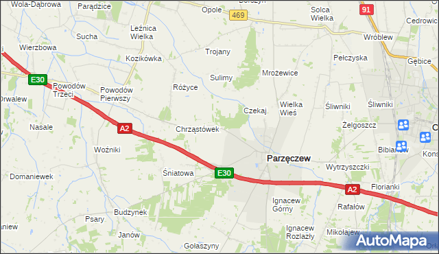 mapa Chrząstów Wielki, Chrząstów Wielki na mapie Targeo