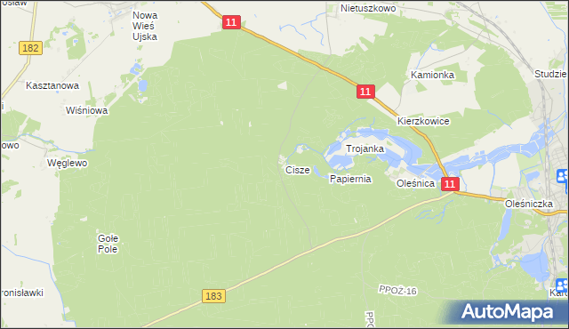 mapa Cisze, Cisze na mapie Targeo