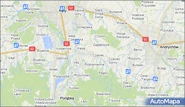 mapa Czaniec, Czaniec na mapie Targeo