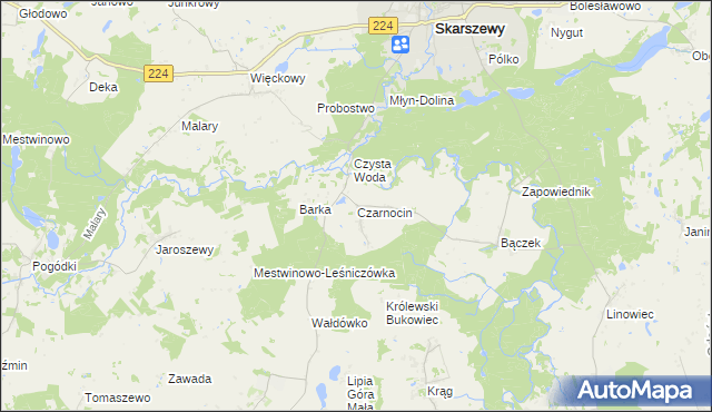 mapa Czarnocin gmina Skarszewy, Czarnocin gmina Skarszewy na mapie Targeo