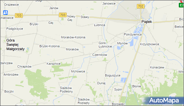 mapa Czerników gmina Piątek, Czerników gmina Piątek na mapie Targeo