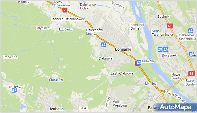 mapa Dąbrowa gmina Łomianki, Dąbrowa gmina Łomianki na mapie Targeo