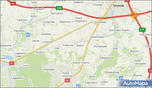 mapa Dobra gmina Stryków, Dobra gmina Stryków na mapie Targeo