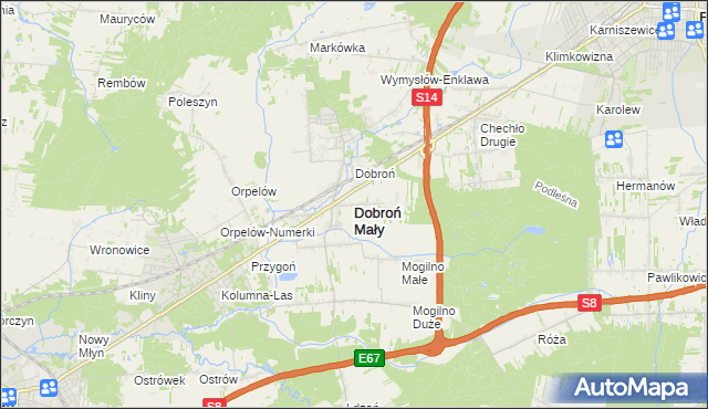 mapa Dobroń Mały, Dobroń Mały na mapie Targeo