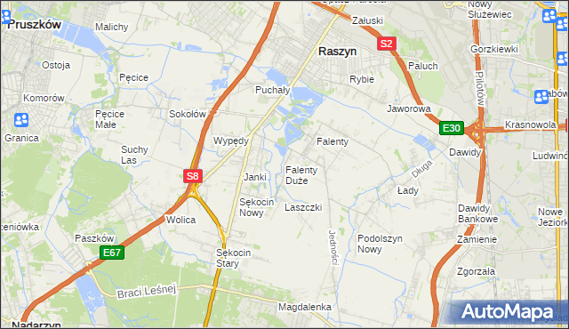 mapa Falenty Duże, Falenty Duże na mapie Targeo