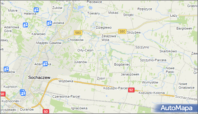 mapa Feliksów gmina Sochaczew, Feliksów gmina Sochaczew na mapie Targeo