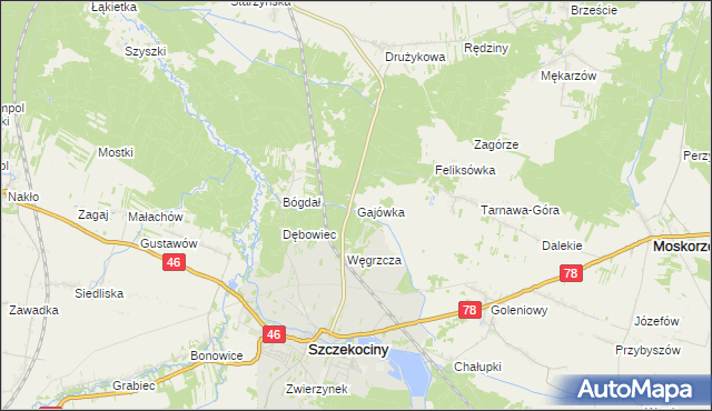 mapa Gajówka gmina Szczekociny, Gajówka gmina Szczekociny na mapie Targeo