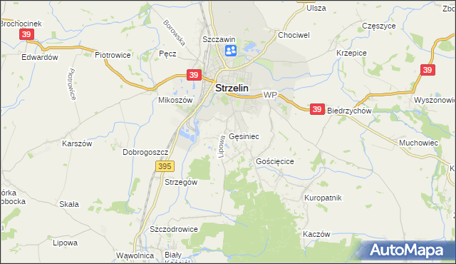 mapa Gęsiniec, Gęsiniec na mapie Targeo
