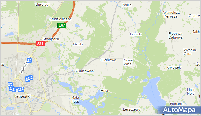 mapa Gielniewo, Gielniewo na mapie Targeo