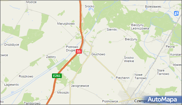 mapa Głuchowo gmina Czempiń, Głuchowo gmina Czempiń na mapie Targeo