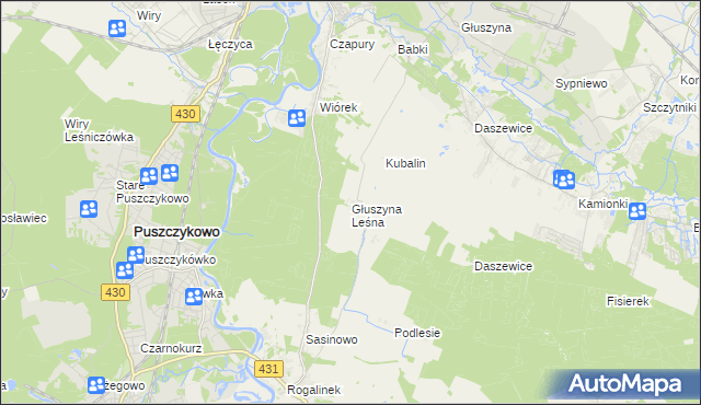 mapa Głuszyna Leśna, Głuszyna Leśna na mapie Targeo