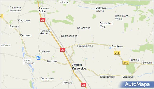 mapa Gniewkówiec, Gniewkówiec na mapie Targeo