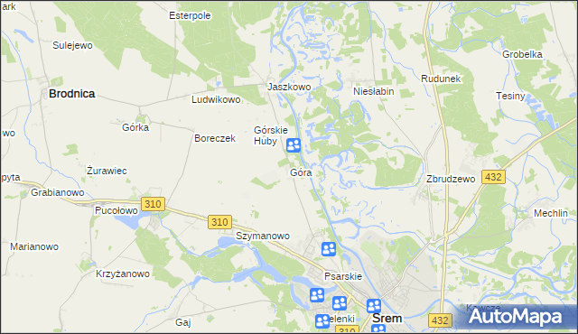 mapa Góra gmina Śrem, Góra gmina Śrem na mapie Targeo