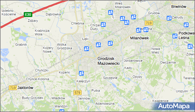 mapa Grodzisk Mazowiecki, Grodzisk Mazowiecki na mapie Targeo